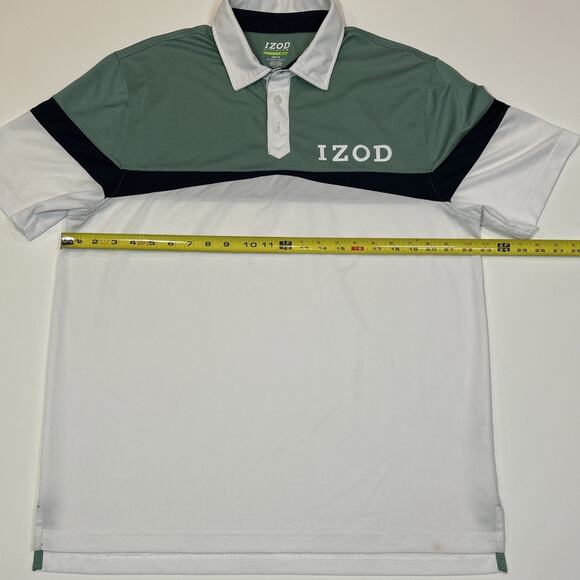 Izod Performance Xtreme Function Cool FX Golf Polo Men’s Large Green White Blue - Picture 10 of 14